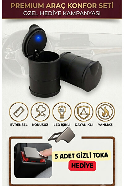 larenauto Araç Içi Işıklı Küllük Işıklı Kapaklı Araba Küllüğü Oto Küllük - Gi...