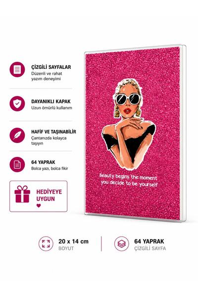 4nio Fuchsia Beauty Sa šljokicama beležnica