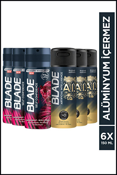 Blade Artificial 1.0&Self Confidence Erkek Alüminyumsuz Deodorant Seti 6x150 ...