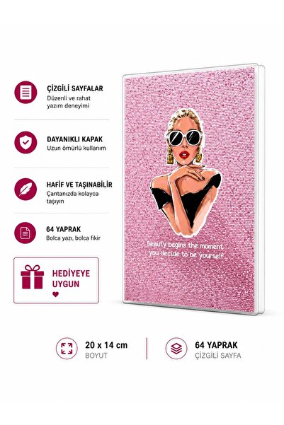 4nio Roza lepota Sa šljokicama beležnica