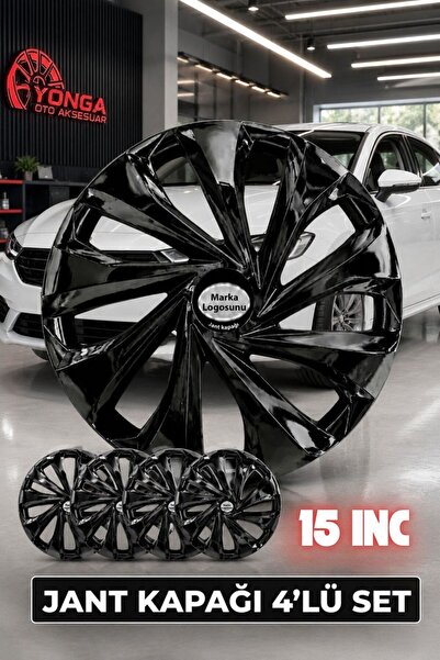 YONGA OTO AKSESUAR Ford Connect Jant Kapağı 15 İnç Kırılmaz 4'lü + 4 Amblem +...