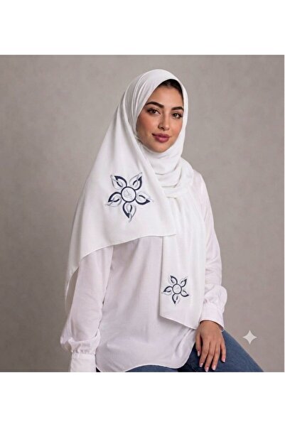 Veil Designer White Veil, Boual Fabric, with Medical Embroidery on Both Ends,...