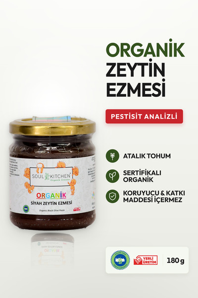 Soul Kitchen Organik Ürünler Organik Sertifikalı Siyah Zeytin Ezmesi Katkısız...