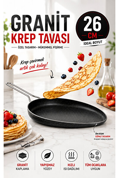MEŞELER granit krep pankek tavası 26 cm