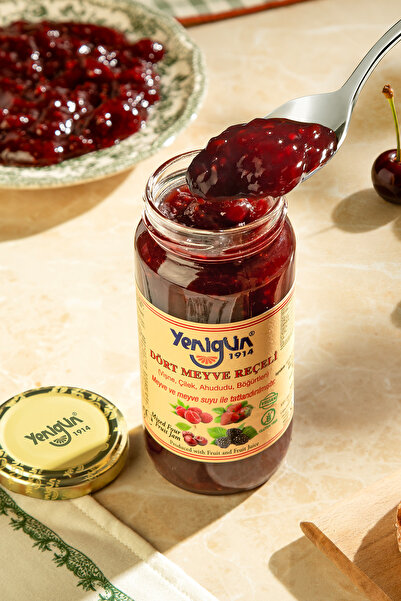 Yenigün ŞEKERİ MEYVEDEN Seri Dört Meyve Reçeli %65 Meyve - 290 gr
