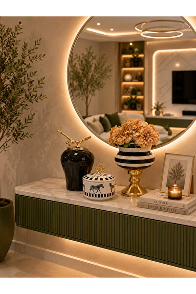 ferayhome Dekoratif Obje Salon Seti Zebra At Desen Kutu Siyah Zebra Ayaklı Sa...