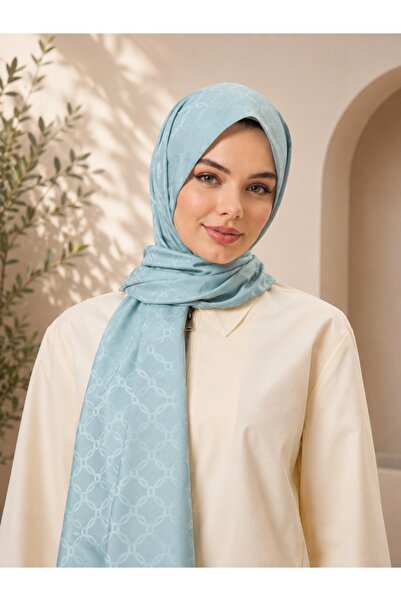 MİRSOY SCARF Lina Mint Desen Kaymaz jakarlı Şal