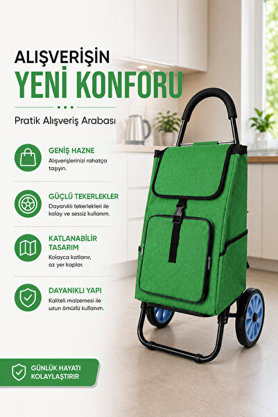 Vadi Alüminyum Gövdeli Katlanabilir Pazar Arabası Su Geçirmez Çantalı Sessiz ...