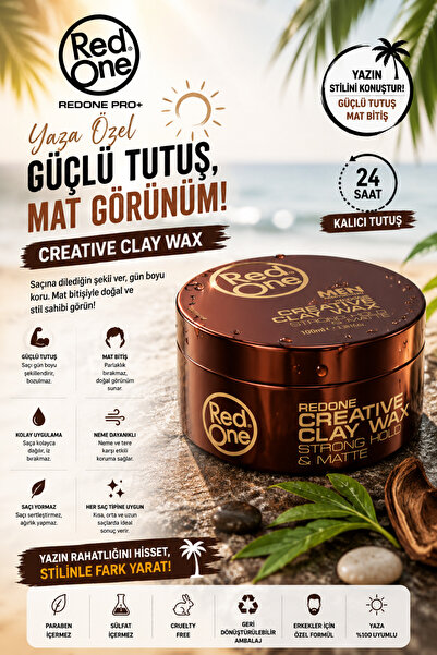 Red One Clay Hair Wax 100 ml – Mat Görünüm -güçlü Tutuş Muhtesem Stiller