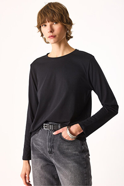 VENA Women's Gloria Crew Neck Regular Fit Long Sleeve T-Shirt 100% Cotton - B...