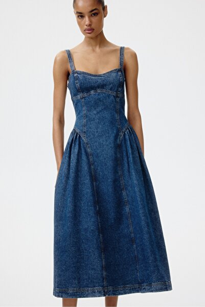 H&M Kloş Etekli Kot Elbise