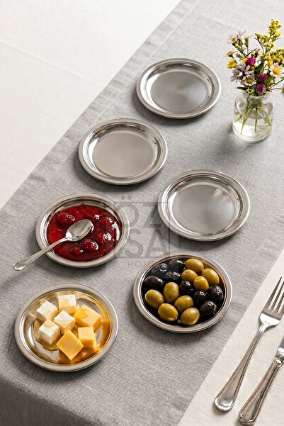 ÖzSa Home 6'lı Çerezlik ve Kahvaltılık Mezelik Düz Tabak Dekoratif Sunum Teps...