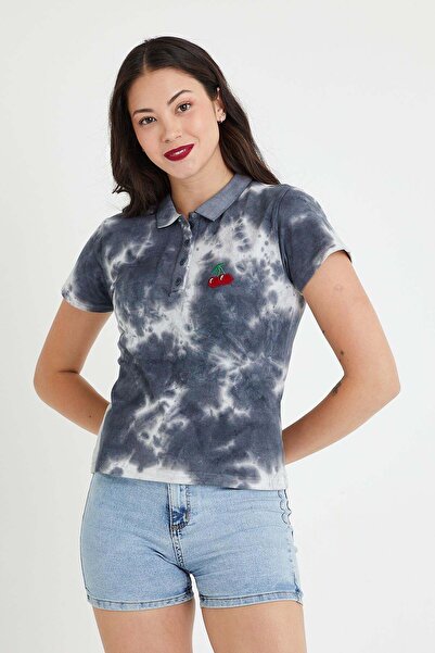 Polo State Tricou de damă cu imprimeu batik, negru