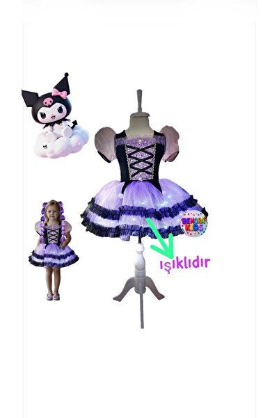 3b kids ışıklı ledli kuromi elbise kostüm