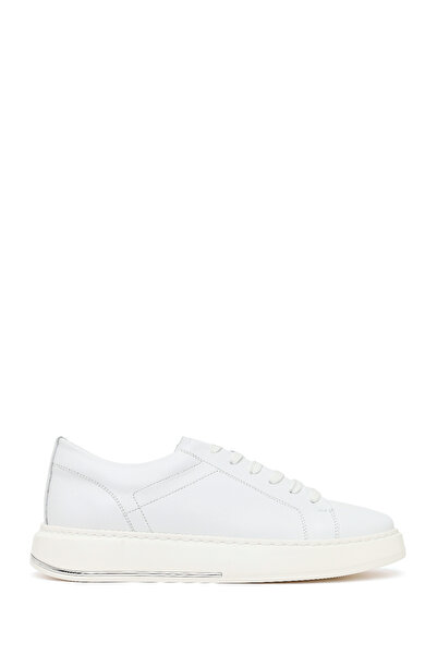 Derimod Erkek Beyaz Bağcıklı Kalın Tabanlı Deri Sneaker 26SFD612118