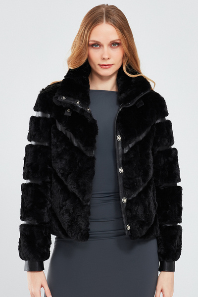 Derimod Melrose Kadın Siyah Teddy Deri Mont 22WGD5019FF