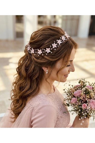 ASİMEL TASARIM Hair Accessory Wedding Henna Wedding Engagement Crown Powder Color