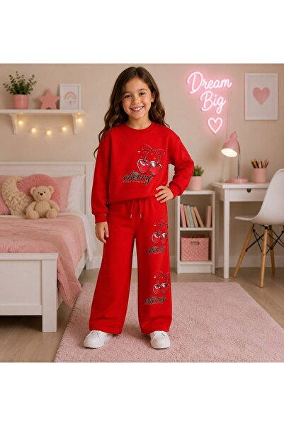 Fil Kids Set de trening de iarnă pentru fete, 100% bumbac, culoare roșie, cu ...