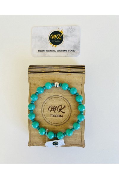 MK tasarım Genuine Turquoise Stone Bracelet (Small Spaced Stones Are Also Genuine) Mk.020.006