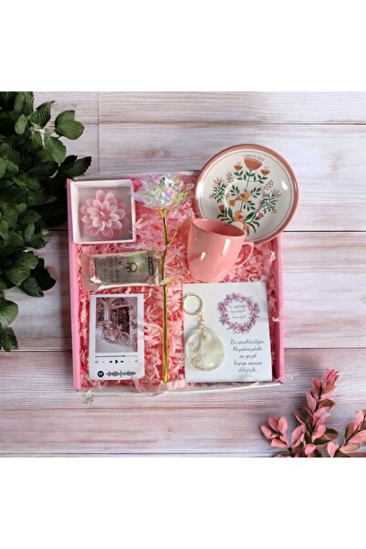 MARMORİ MARMORİ PEMBE ÇİÇEKLİ FİNCAN SETİ SONSUZLUK GÜLÜ KİŞİYE ÖZEL FOTOGRAF...