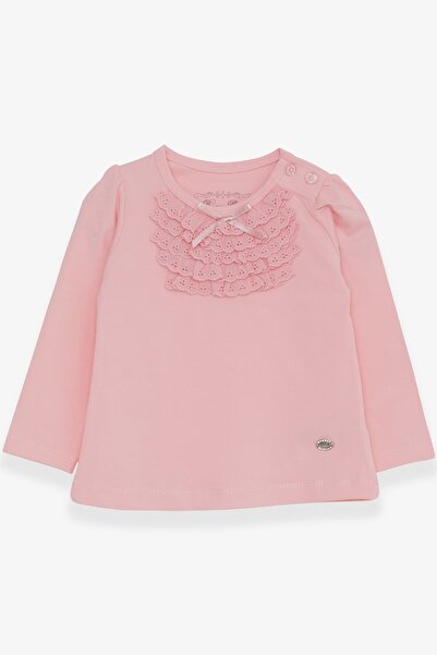 Breeze Baby Girl Long Sleeve T-Shirt with Laced Bow, 6 Months-2 Years, Powder