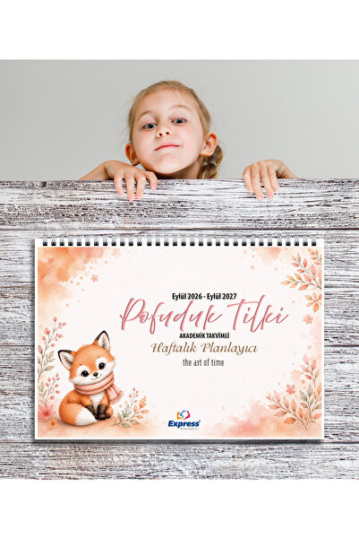 express planlayıcı 2027 Calendar A4 Size 53 Weekly Planner Fluffy Fox