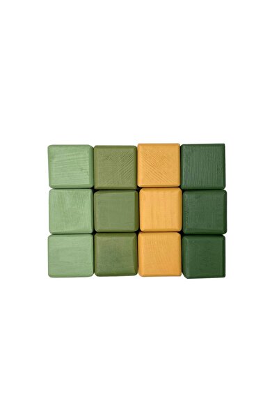 No8 Atölye Wooden Cubes Set of 12 - 4cm - Hornbeam, Open-Ended Wooden Toy for...