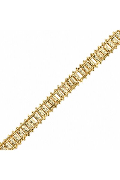 Zeino Silindir Örme Hasır Bileklik - 14K Altın Kaplama - 17 cm