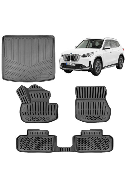 Rizline Bmw İX1 2024 Sonrası 3D Havuzlu Paspas ve Bagaj Havuzu Set Siyah