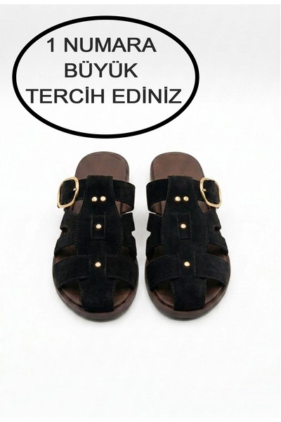 Friend & Trend شبشب نسائي صيفي أنيق بتفاصيل معدنية ومشبك من جلد الغزال FT9119