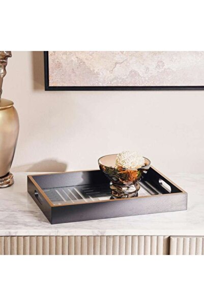 PAN HOME Gable Wooden Decor Tray 36x26x4.5cm - Black