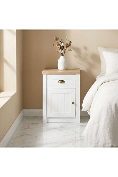 PAN HOME Almada Nightstand 1 Drawer And 1 Door - White