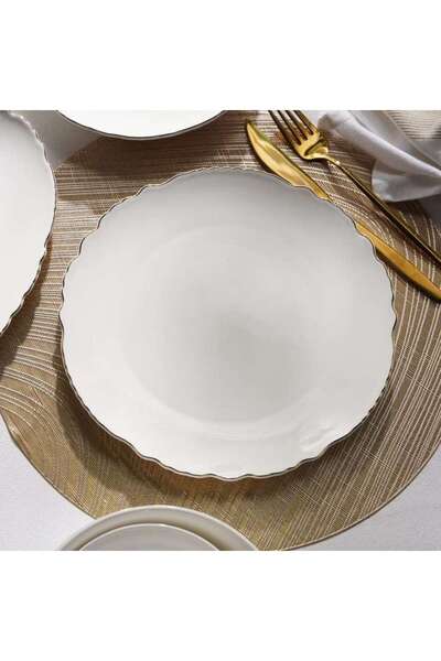PAN HOME Amari Scallop Porcelain Dinner Plate Dia26.5cm -white
