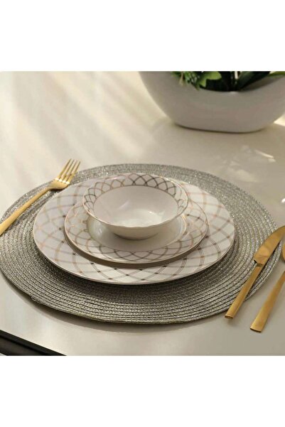 PAN HOME مفرش طاولة أمارا S/4 فضي بقطر 38 سم