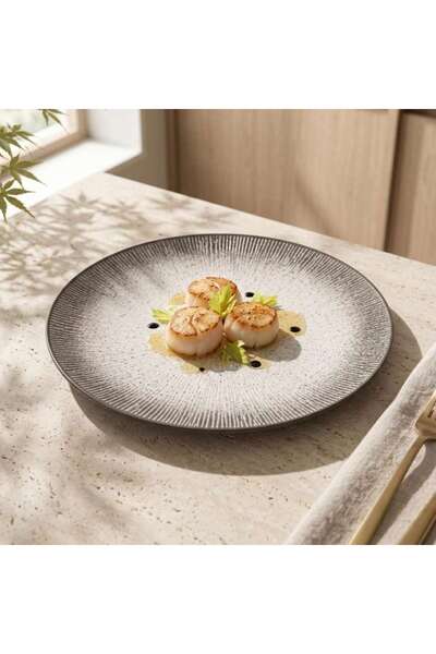 PAN HOME Atelier Grey Stoneware Dinner Plate Dia27.5cm -grey