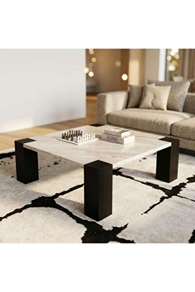 PAN HOME Hebert Coffee Table Marble - Natural & Walnut