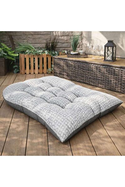 PAN HOME وسادة مقعد منحنية بنمط عربي مزيج من الرمادي والأبيض 112×81×12 سم بنم...