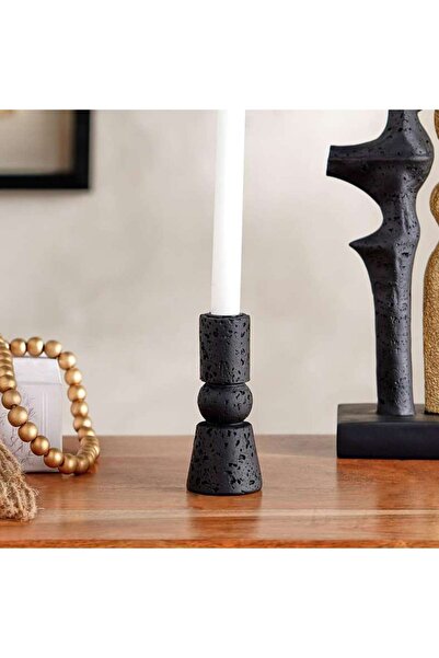 PAN HOME Jonah Polyresin Candle Holder 6x6x13.5cm - Black