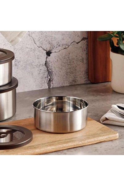 PAN HOME Edzel Stainless Steel Round Lunch Box 550ml -chrome