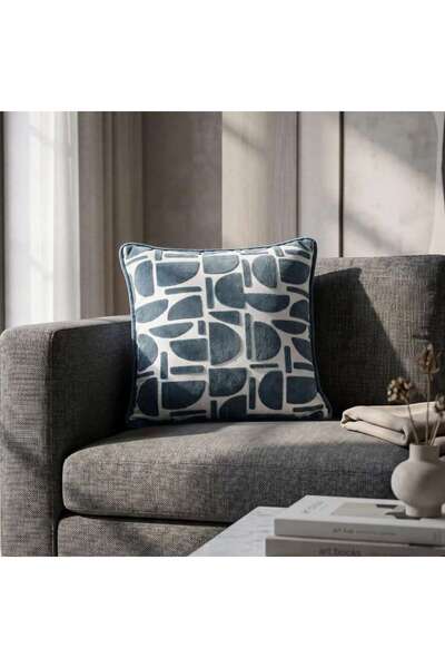 PAN HOME وسادة مبطنة بديلة للريش من هيلتون جيو 55x55 سم - أزرق قلعة