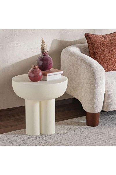 PAN HOME Yureka Round End Table - Off White