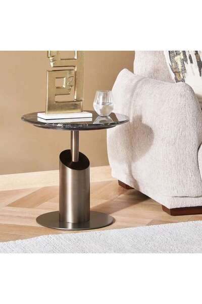 PAN HOME Gael End Table Marble - Black Gold
