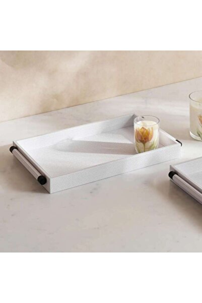 PAN HOME صينية ديكور كيت بو 40×25×4 سم - بيضاء