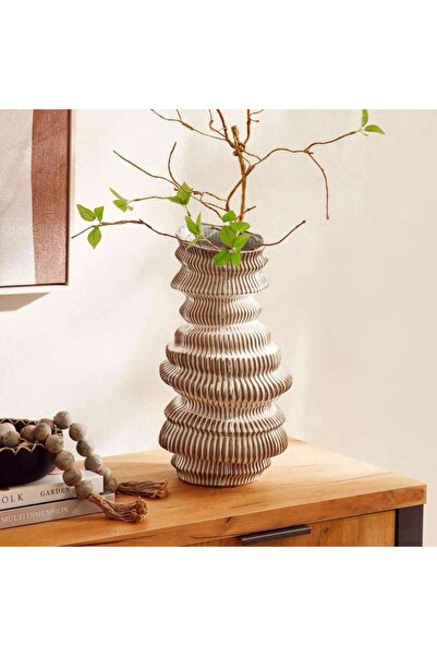 PAN HOME Nevern Ceramic Organic Shape Vase 21.5x20.5x38cm- White