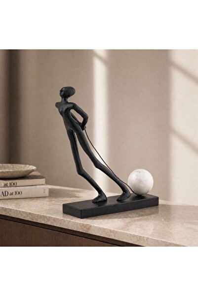 PAN HOME تمثال ديكور بشري من كوشيش معدني 37x10x36.5 سم - أسود