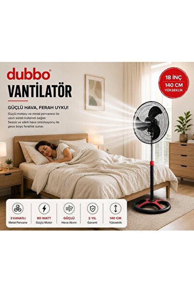 dubbo 18.inç 80 Watt Metal Pervane Sanayi Tip Vantilatör