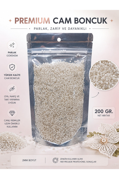 CANERLER 200 Gr White Glass Beads 2.5 mm Delica Type