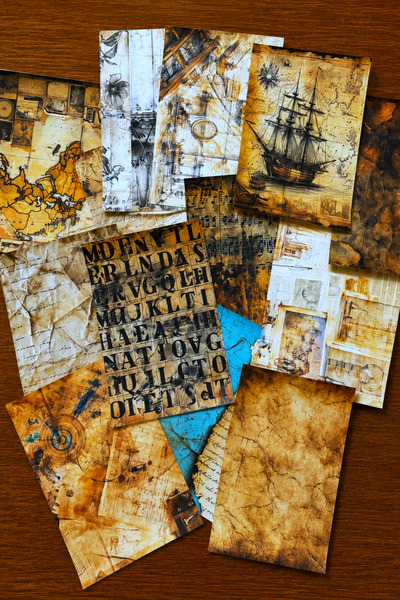 stickybloom Vintage Harita Ve Gazete Temalı A5 Scrapbook Kağıtları 28 Adet Jo...
