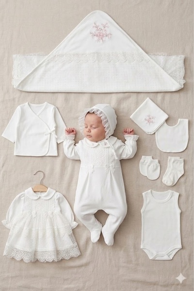 Pugi Baby Gloria Dantel Detaylı Limited Edition Hastane Çıkış Seti ve Mevlit ...