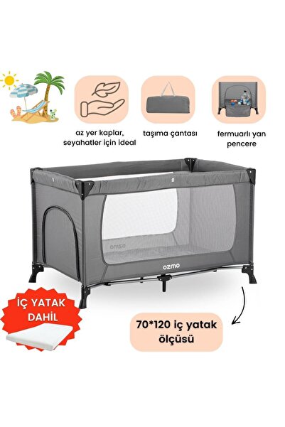 Ozmo Aura Oyun Parkı 70x120 Cm + YATAKLI Gri